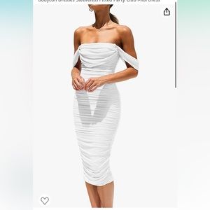 white off the shoulder midi dress
